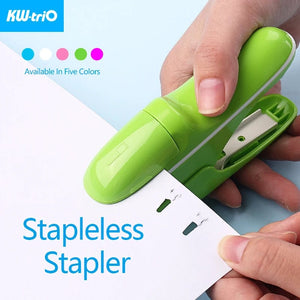 Planet Gates KW-triO Stapleless Stapler Safe Paper Stapling Portable Plastic Stapler Without Staples Bind 8 Sheets of Paper Office Supplies