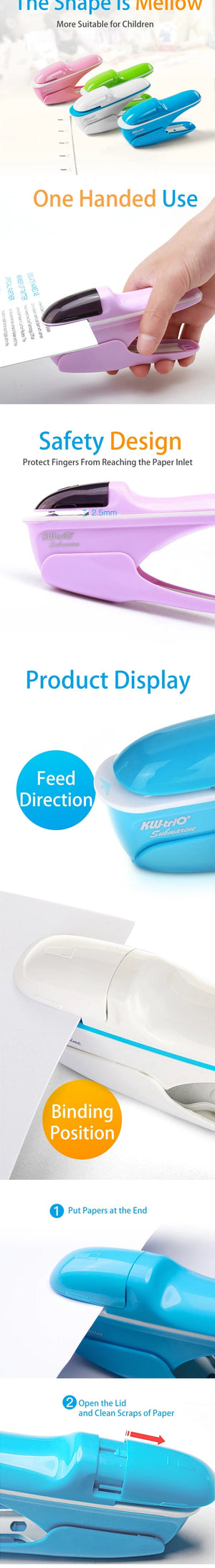 Planet Gates KW-triO Stapleless Stapler Safe Paper Stapling Portable Plastic Stapler Without Staples Bind 8 Sheets of Paper Office Supplies