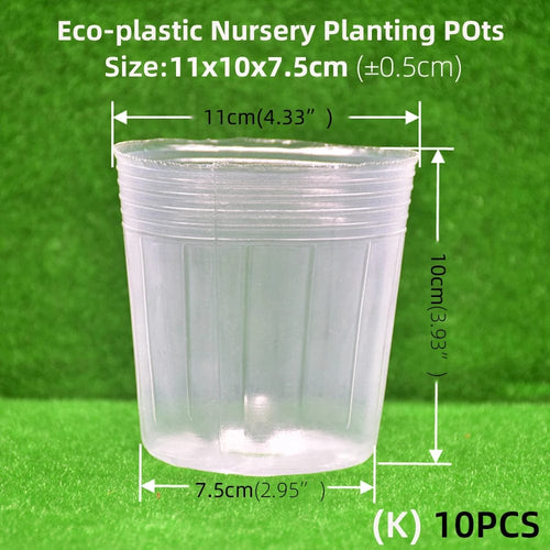 Planet Gates Kx10PCS Garden Transparency Nursery Pots Planting Nutrition Cup Orchid Propagation Container Seedling Bag Soft Plastic Flowers Pot