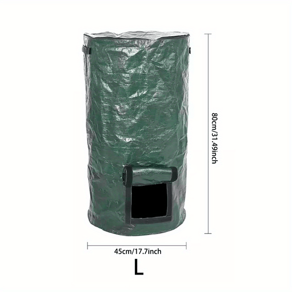 Planet Gates L 1 Bag Outdoor Compost Box, Reusable Garbage Bag, Self-Made Nutrient Soil Compost Bag, Kitchen Waste Collection Bag, Two-Way Zipper With Fertilizer Port, 128.7 L