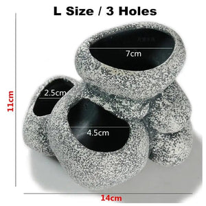 Planet Gates L 3 holes Fish Shrimp Incubation Shelter Cave Multipurpose Ceramic Planting Pots Fish Tank Aquarium Decorations Water Aquatic Plant Basin