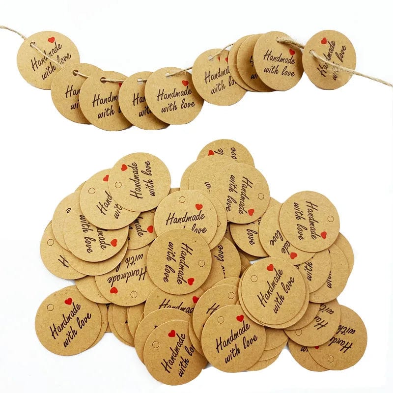 Planet Gates L-34 100pcs Round Kraft Paper Gift Tags Baking Printed Tag Celebrating Labels Handmade Wedding Party Decoration Packaging Hang Paper