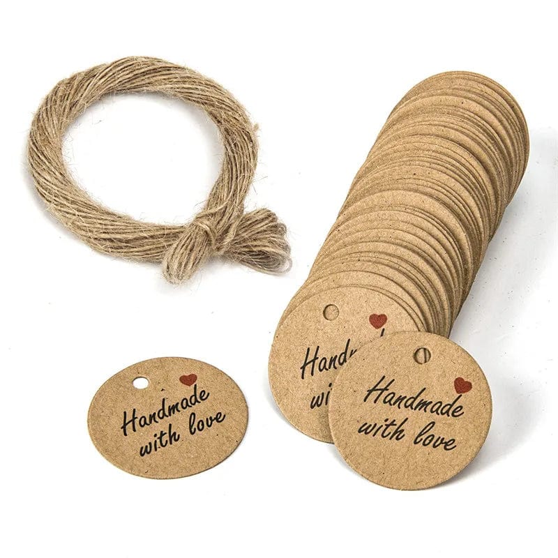 Planet Gates L-34 100pcs Round Kraft Paper Gift Tags Baking Printed Tag Celebrating Labels Handmade Wedding Party Decoration Packaging Hang Paper