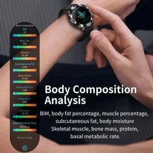 Planet Gates L / Black Mesh Belt New Healthy Blood Lipids Uric Acid Blood Sugar Smart Watch Men ECG+PPG Fitness Tracker Clock Bluetooth Call Sports Smartwatch