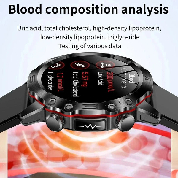 Planet Gates L / Black Mesh Belt New Healthy Blood Lipids Uric Acid Blood Sugar Smart Watch Men ECG+PPG Fitness Tracker Clock Bluetooth Call Sports Smartwatch