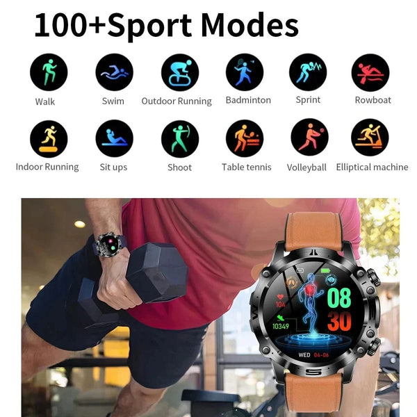 Planet Gates L / Black Mesh Belt New Healthy Blood Lipids Uric Acid Blood Sugar Smart Watch Men ECG+PPG Fitness Tracker Clock Bluetooth Call Sports Smartwatch