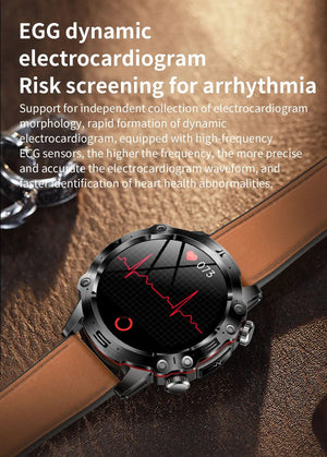 Planet Gates L / Black Mesh Belt New Healthy Blood Lipids Uric Acid Blood Sugar Smart Watch Men ECG+PPG Fitness Tracker Clock Bluetooth Call Sports Smartwatch