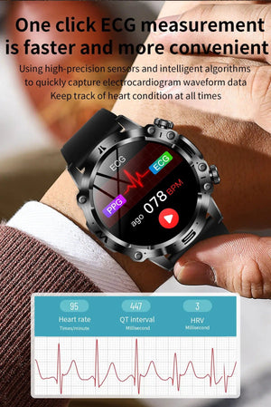 Planet Gates L / Black Mesh Belt New Healthy Blood Lipids Uric Acid Blood Sugar Smart Watch Men ECG+PPG Fitness Tracker Clock Bluetooth Call Sports Smartwatch