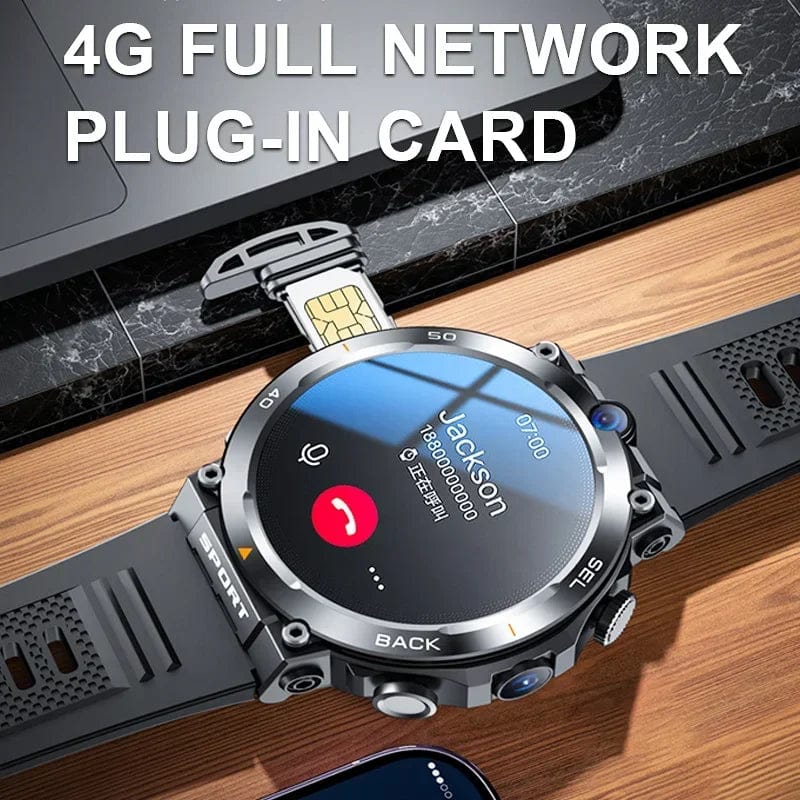 Planet Gates L / black suit 3 4G SIM Card Smart Watch 2024 Android OS 16G ROM GPS Wifi HD Dual Cameras Video Calls Recording Google Play SmartWatch for Men