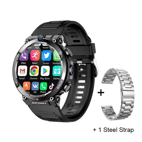 Planet Gates L / black suit 3 4G SIM Card Smart Watch 2024 Android OS 16G ROM GPS Wifi HD Dual Cameras Video Calls Recording Google Play SmartWatch for Men
