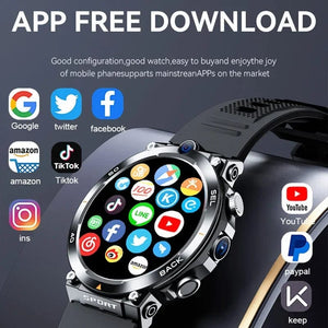 Planet Gates L / black suit 3 4G SIM Card Smart Watch 2024 Android OS 16G ROM GPS Wifi HD Dual Cameras Video Calls Recording Google Play SmartWatch for Men