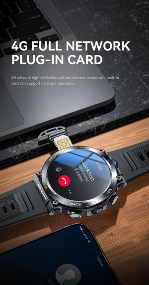Planet Gates L / black suit 3 4G SIM Card Smart Watch 2024 Android OS 16G ROM GPS Wifi HD Dual Cameras Video Calls Recording Google Play SmartWatch for Men