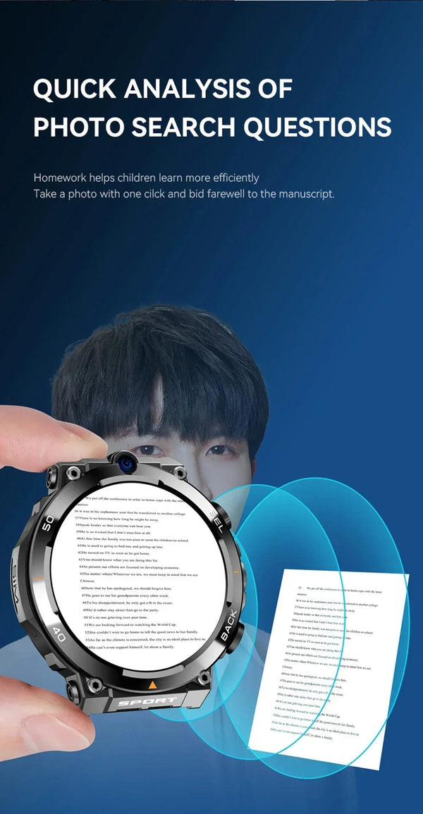 Planet Gates L / black suit 3 4G SIM Card Smart Watch 2024 Android OS 16G ROM GPS Wifi HD Dual Cameras Video Calls Recording Google Play SmartWatch for Men