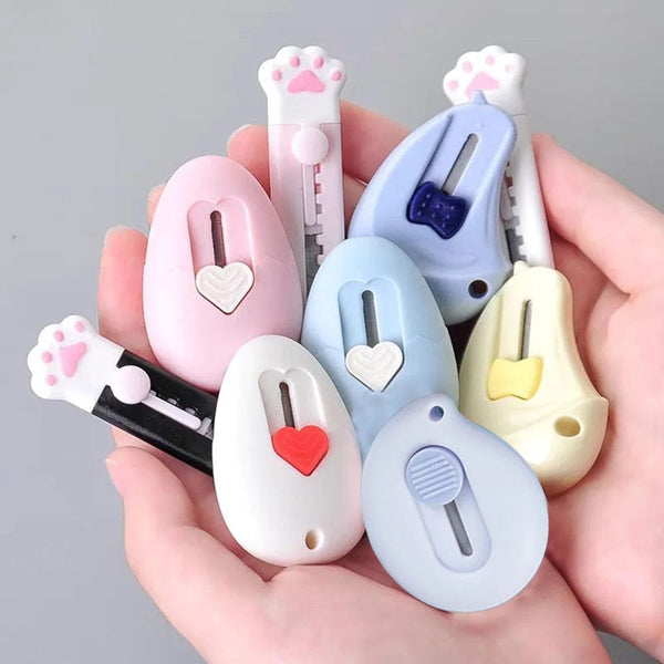 Planet Gates L Cute Mini Art Utility Knife Cartoon Cat Paw Cloud Flower Shape Cutter Express Box Paper Envelope Opener Blade Stationery