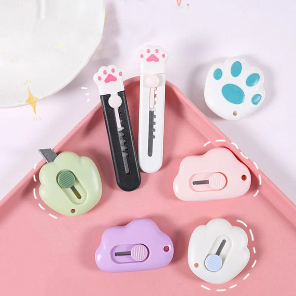 Planet Gates L Cute Mini Art Utility Knife Cartoon Cat Paw Cloud Flower Shape Cutter Express Box Paper Envelope Opener Blade Stationery