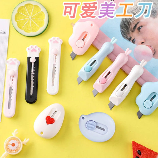 Planet Gates L Cute Mini Art Utility Knife Cartoon Cat Paw Cloud Flower Shape Cutter Express Box Paper Envelope Opener Blade Stationery