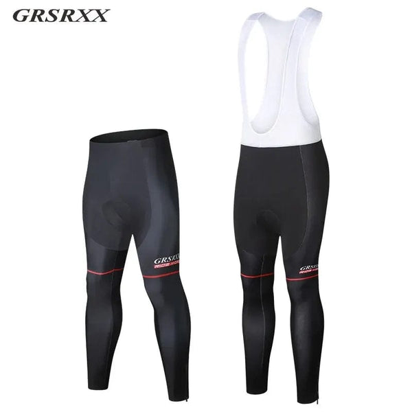 Planet Gates L / fleece model 1 GRSRXX Cycling Pants Fall Winter Fleece Thermal 5D GEL Padded Cycling Tights Men Cycling Bib Pants Windproof Bike Long Trousers