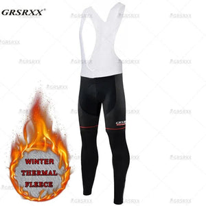 Planet Gates L / fleece model 1 GRSRXX Cycling Pants Fall Winter Fleece Thermal 5D GEL Padded Cycling Tights Men Cycling Bib Pants Windproof Bike Long Trousers