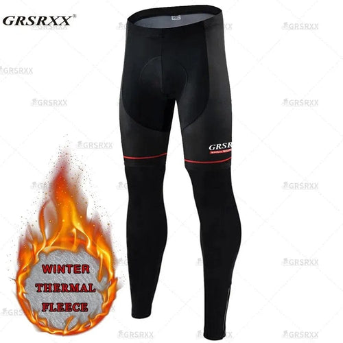Planet Gates L / fleece model 1 GRSRXX Cycling Pants Fall Winter Fleece Thermal 5D GEL Padded Cycling Tights Men Cycling Bib Pants Windproof Bike Long Trousers