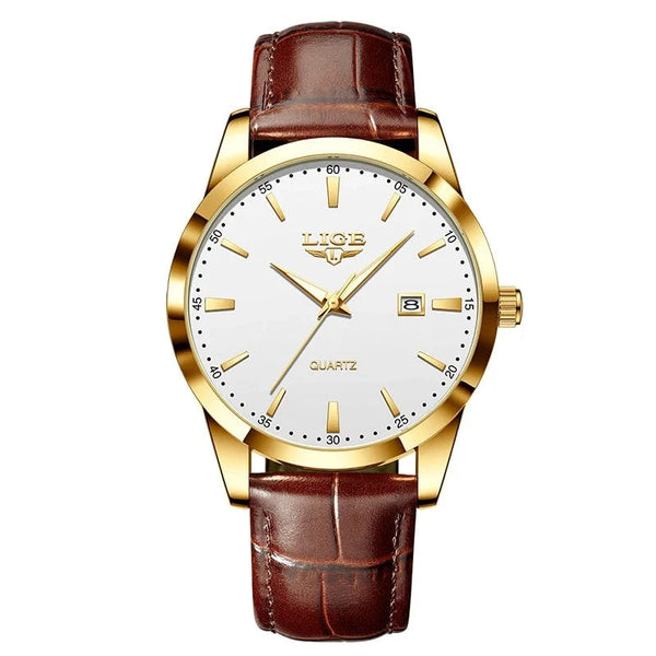 Planet Gates L gold white / CHINA LIGE Women Watch Fashion Leather Military Sport Waterproof Watches For Women Top Brand Luxury Women's Bracelet Watch Reloj Mujer