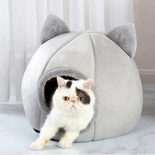 Planet Gates L / Grey Pet Tent Cave Bed for Cats Small Dogs Self-Warming Cat Tent Bed Cat Hut Comfortable Pet Sleeping Bed