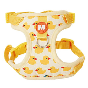 Planet Gates L Pet Vest Vest With Leash Cartoon Yellow Duck Walk-in Adjustable Buckle Small Dog Puppy Cat Harness Pet Supplies