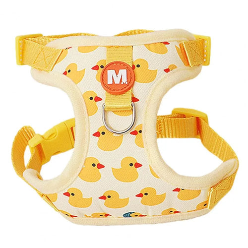 Planet Gates L Pet Vest Vest With Leash Cartoon Yellow Duck Walk-in Adjustable Buckle Small Dog Puppy Cat Harness Pet Supplies