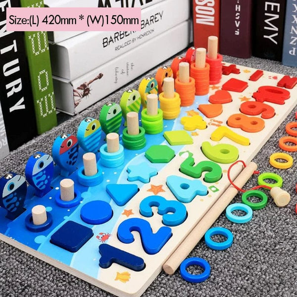 Planet Gates L-Shape Number / CHINA Wooden Number Puzzle Sorting Montessori Toys For Toddlers Shape Sorter Counting Fishing Game Educational Math Stacking Block