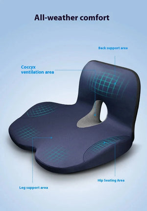 Planet Gates L-Shaped Integrated Office Chair Seat Cushion Memory Foam Seat Cushion Anti-Slip Bottom Pressure-Reducing Hip Waist Support