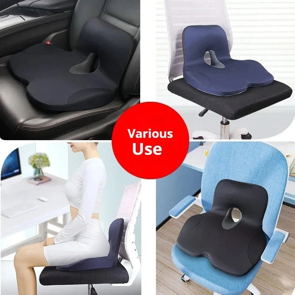 Planet Gates L-Shaped Integrated Office Chair Seat Cushion Memory Foam Seat Cushion Anti-Slip Bottom Pressure-Reducing Hip Waist Support