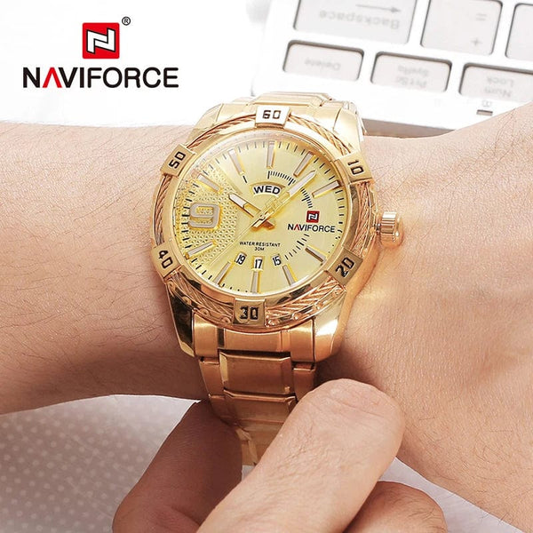 Planet Gates L-SW NAVIFORCE Luxury Brand Men's WristWatch Original Fashion Quartz Classic Watches For Men Waterproof Business Steel Band Clock Man
