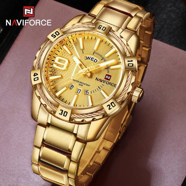 Planet Gates L-SW NAVIFORCE Luxury Brand Men's WristWatch Original Fashion Quartz Classic Watches For Men Waterproof Business Steel Band Clock Man