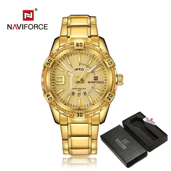 Planet Gates L-SW NAVIFORCE Luxury Brand Men's WristWatch Original Fashion Quartz Classic Watches For Men Waterproof Business Steel Band Clock Man