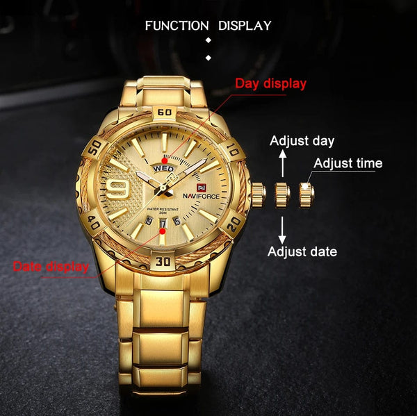 Planet Gates L-SW NAVIFORCE Luxury Brand Men's WristWatch Original Fashion Quartz Classic Watches For Men Waterproof Business Steel Band Clock Man