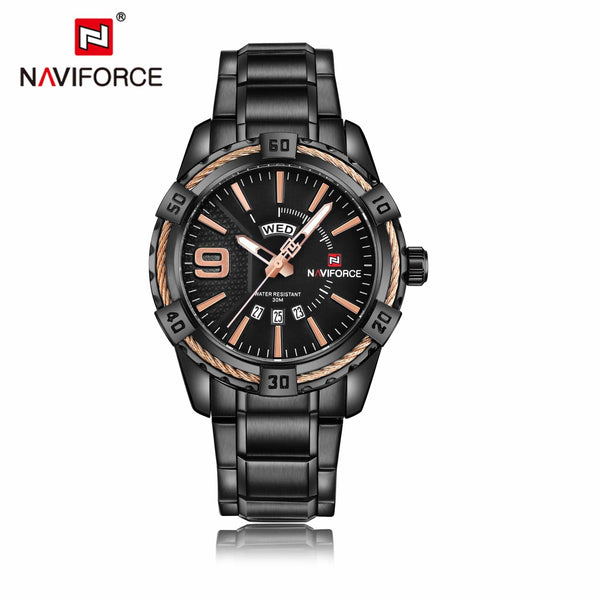 Planet Gates L-SW NAVIFORCE Luxury Brand Men's WristWatch Original Fashion Quartz Classic Watches For Men Waterproof Business Steel Band Clock Man