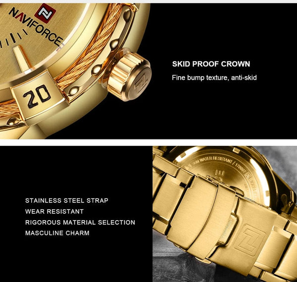 Planet Gates L-SW NAVIFORCE Luxury Brand Men's WristWatch Original Fashion Quartz Classic Watches For Men Waterproof Business Steel Band Clock Man