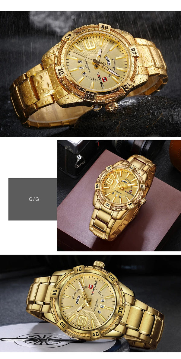 Planet Gates L-SW NAVIFORCE Luxury Brand Men's WristWatch Original Fashion Quartz Classic Watches For Men Waterproof Business Steel Band Clock Man
