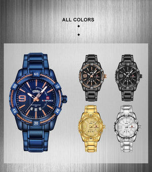 Planet Gates L-SW NAVIFORCE Luxury Brand Men's WristWatch Original Fashion Quartz Classic Watches For Men Waterproof Business Steel Band Clock Man