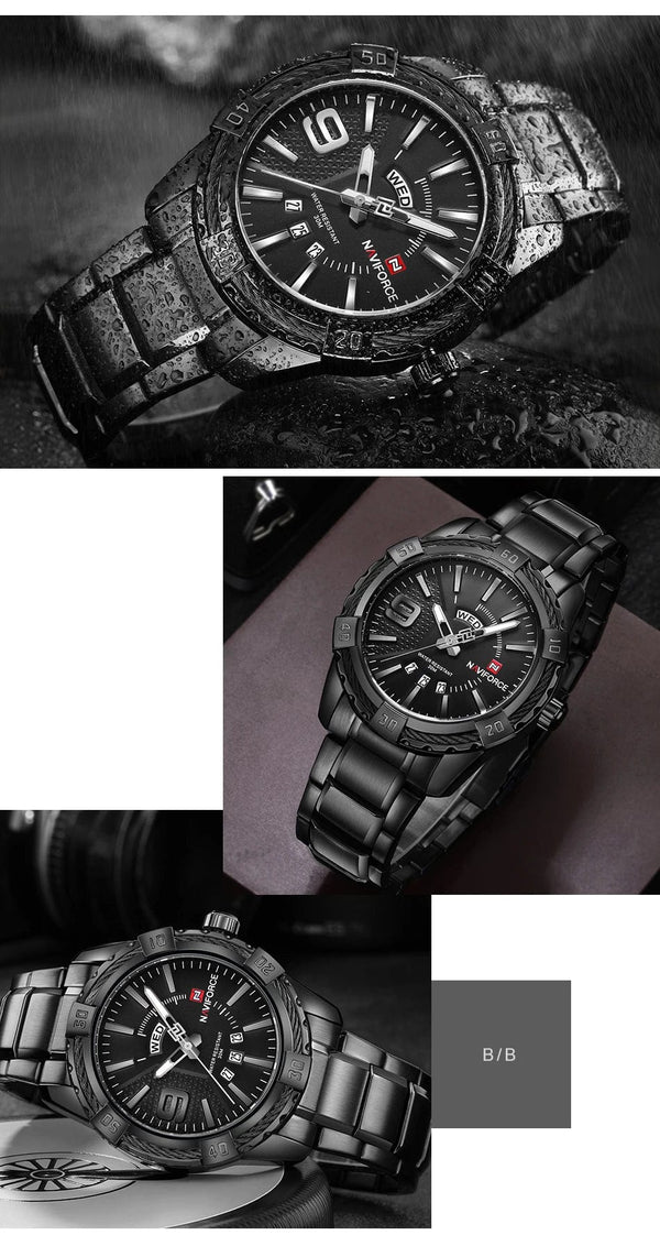 Planet Gates L-SW NAVIFORCE Luxury Brand Men's WristWatch Original Fashion Quartz Classic Watches For Men Waterproof Business Steel Band Clock Man