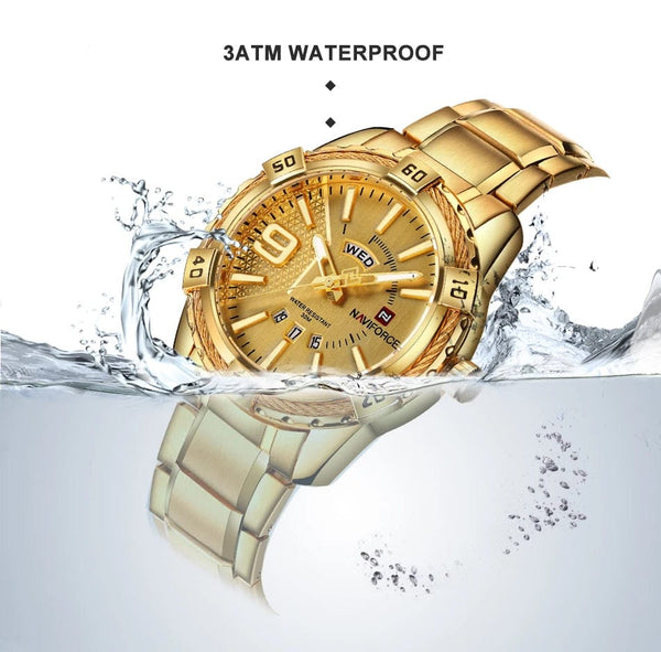 Planet Gates L-SW NAVIFORCE Luxury Brand Men's WristWatch Original Fashion Quartz Classic Watches For Men Waterproof Business Steel Band Clock Man