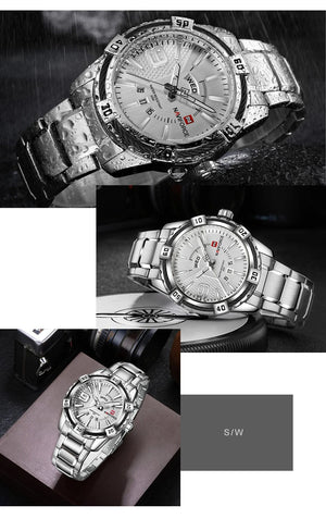 Planet Gates L-SW NAVIFORCE Luxury Brand Men's WristWatch Original Fashion Quartz Classic Watches For Men Waterproof Business Steel Band Clock Man