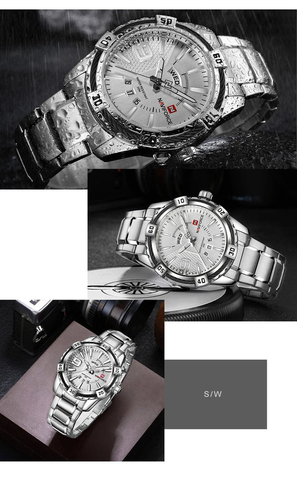 Planet Gates L-SW NAVIFORCE Luxury Brand Men's WristWatch Original Fashion Quartz Classic Watches For Men Waterproof Business Steel Band Clock Man