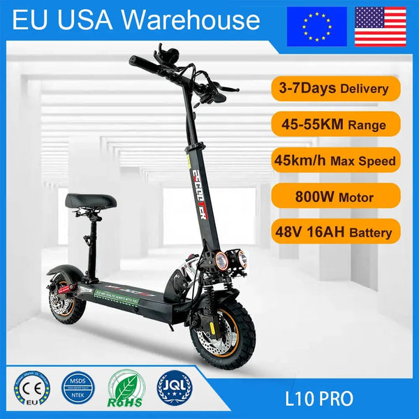 Planet Gates L10PRO / CHINA 7 Days Delivery 800W Powerful Electric Kick Scooter Anti-skid Off Road Tire 45KM/H e Scooter 45km 55km Range