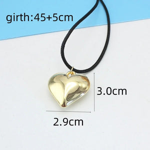 Planet Gates L1109 Diy Jewelry Goth Black Velvet 25mm Heart Pendant Choker Necklace for Women Weave Knotted Bowknot Adjustable Chain Jewelry