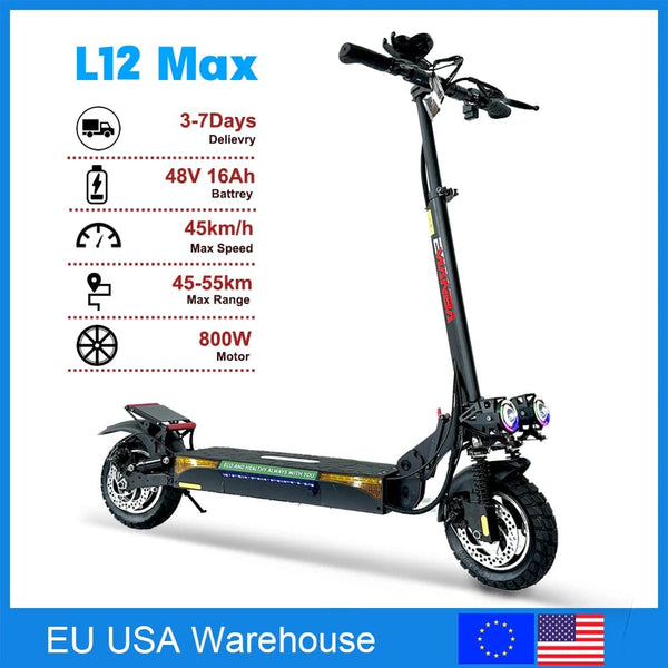 Planet Gates L12 Max / GERMANY Eu USA Shipping 800W 48V Powerful Adult Electric Scooter 10 Inch Off-road Tyre UK Max Speed 45-55km/H Foldable