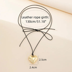 Planet Gates L1341 Diy Jewelry Goth Black Velvet 25mm Heart Pendant Choker Necklace for Women Weave Knotted Bowknot Adjustable Chain Jewelry