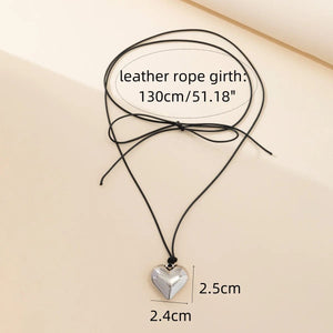 Planet Gates L1342 Diy Jewelry Goth Black Velvet 25mm Heart Pendant Choker Necklace for Women Weave Knotted Bowknot Adjustable Chain Jewelry