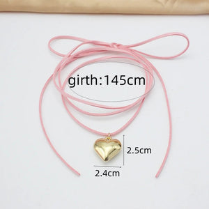 Planet Gates L1345 Diy Jewelry Goth Black Velvet 25mm Heart Pendant Choker Necklace for Women Weave Knotted Bowknot Adjustable Chain Jewelry