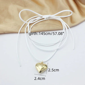 Planet Gates L1347 Diy Jewelry Goth Black Velvet 25mm Heart Pendant Choker Necklace for Women Weave Knotted Bowknot Adjustable Chain Jewelry