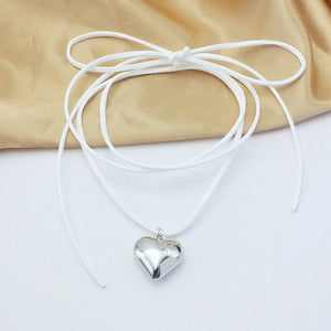 Planet Gates L1348 Diy Jewelry Goth Black Velvet 25mm Heart Pendant Choker Necklace for Women Weave Knotted Bowknot Adjustable Chain Jewelry